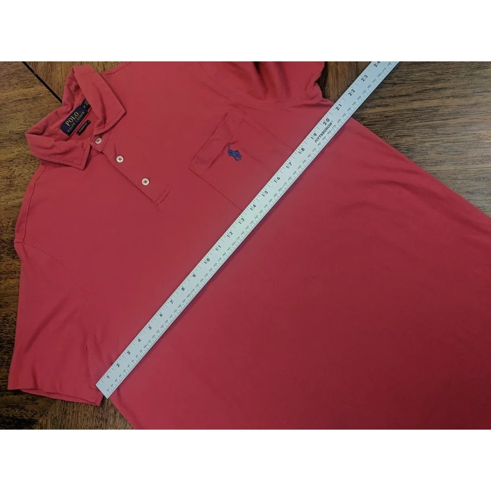Ralph Lauren Polo Shirt Mens Medium Classic Fit Red Short Sleeve‎